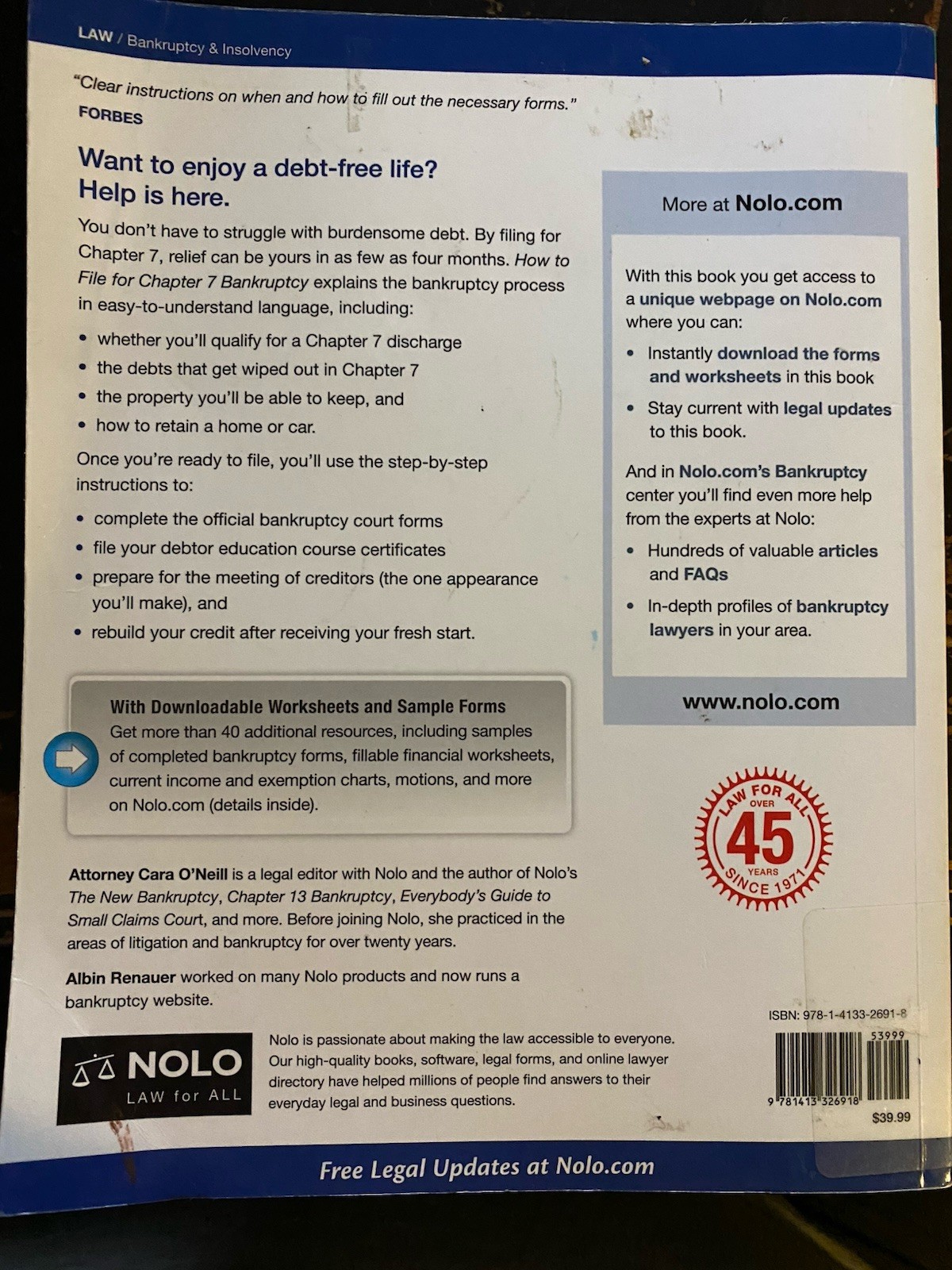 How to File for Chapter 7 – Paperback book by O’Neill Attorney