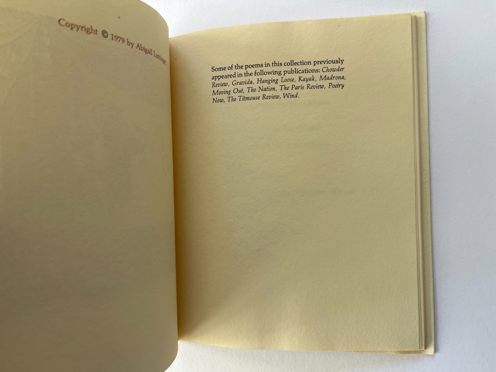 Abigail Luttinger / Good evening and other poems, Ltd SIGNED 1979 Penumbra Press