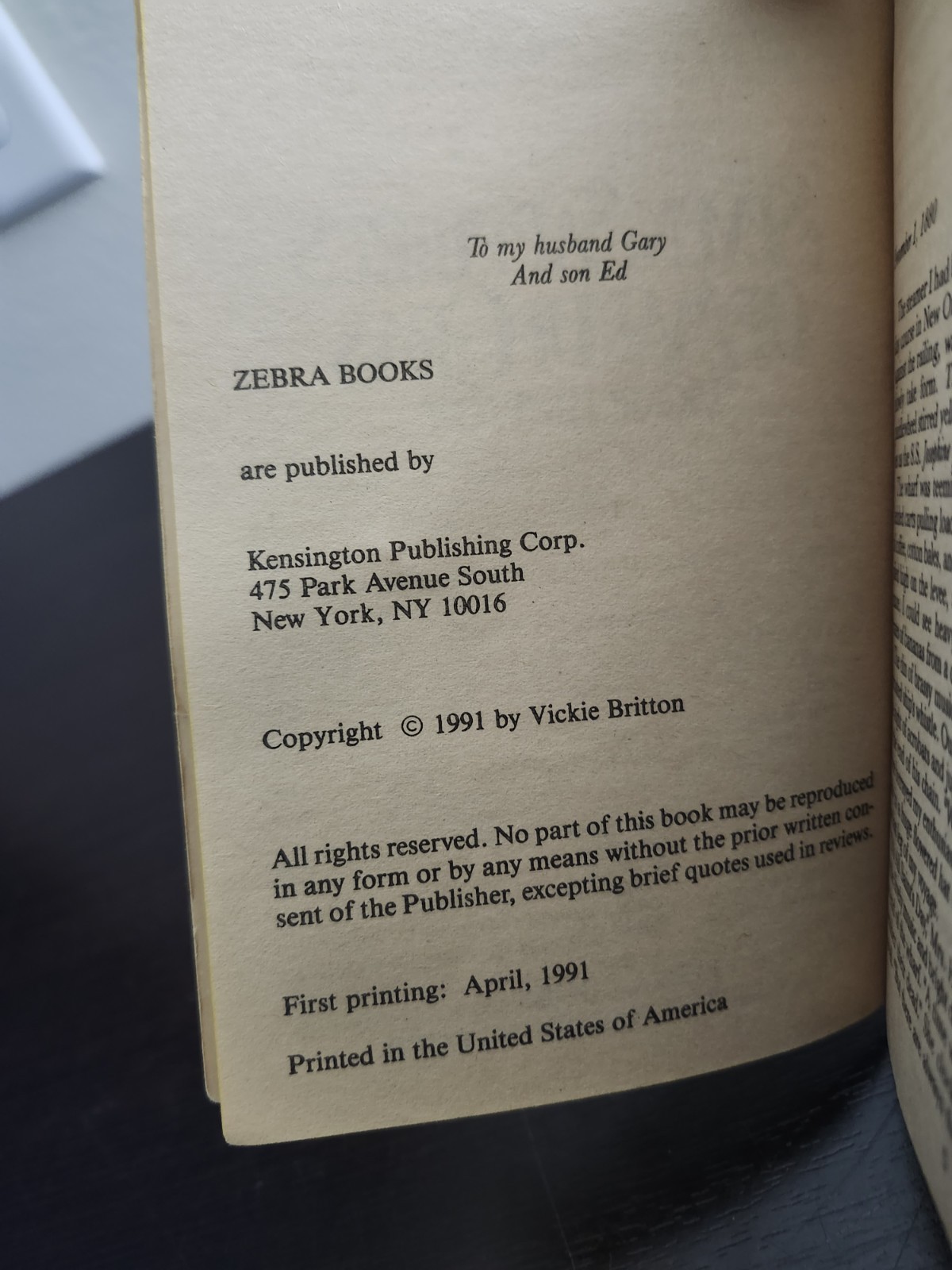 VICKIE BRITTON ZEBRA 1ST ED – The Seven Sapphires of Mardi Gras 1991