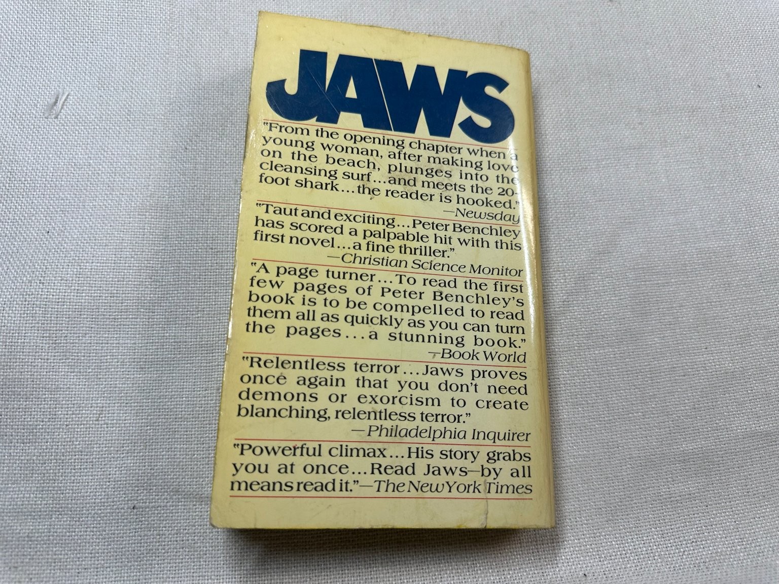 Jaws Peter Benchley 1975 Bantam Edition Thriller Novel Shark Classic