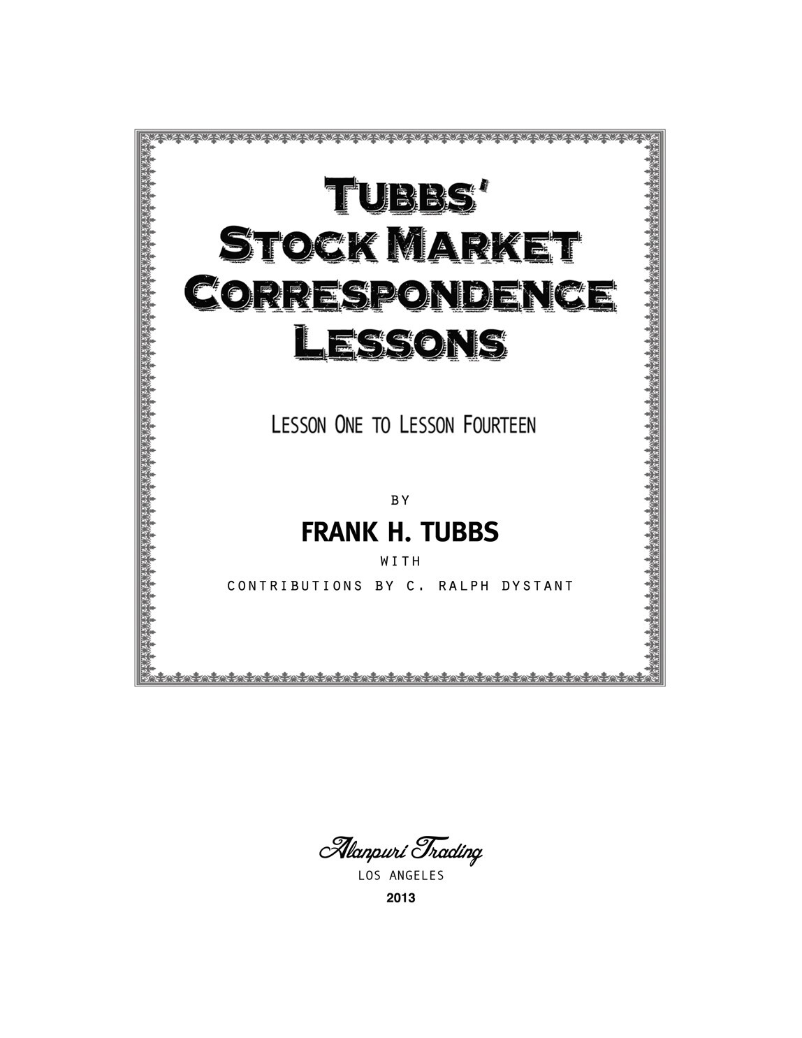 (1930s?) Tubbs‘ Stock Market Correspondence Lessons (Course) : 1-14 SOFTCOVER