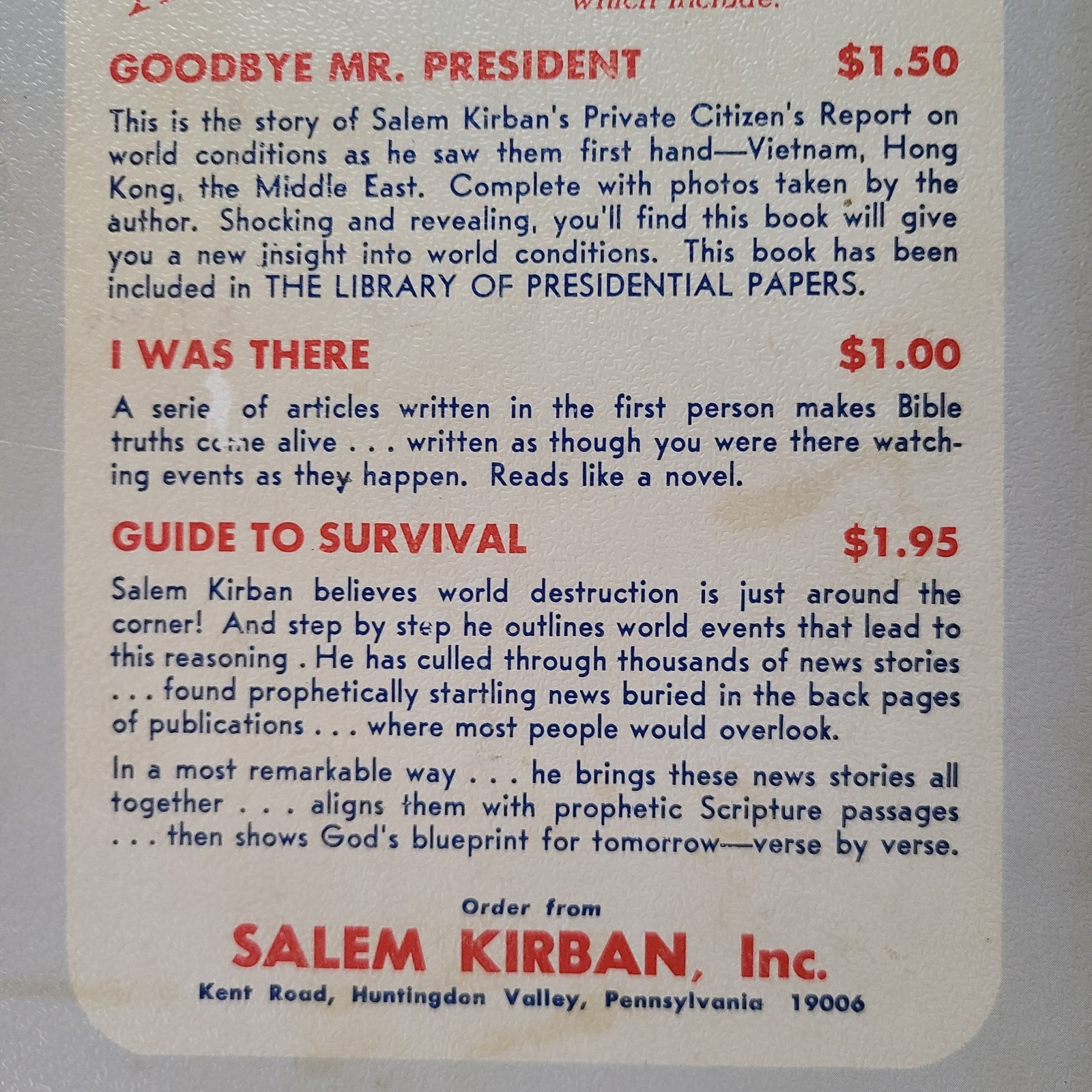 How The World Will End Guide To Survival 1968 PB Salem Kirban Bible Rapture Hell