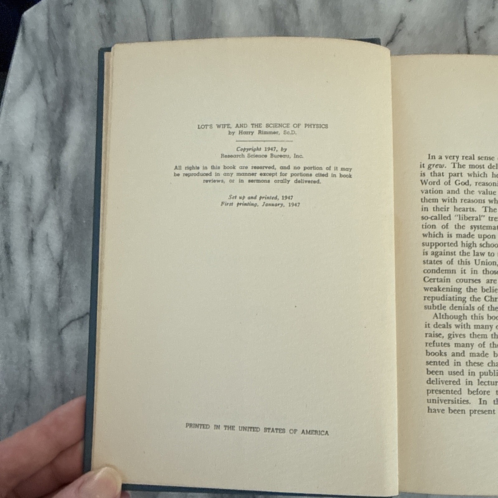 Lot’s Wife and the Science of Physics By Harry Rimmer RARE 1947 HC VINTAGE Book