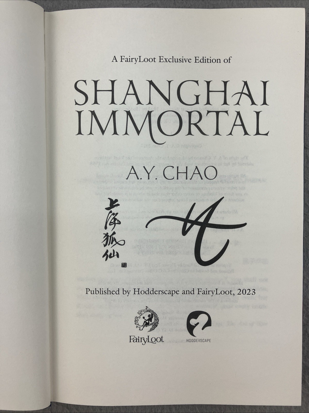 FairyLoot Exclusive Edition Shanghai Immortal A.Y. Chao SPRAYED EDGES Hardcover