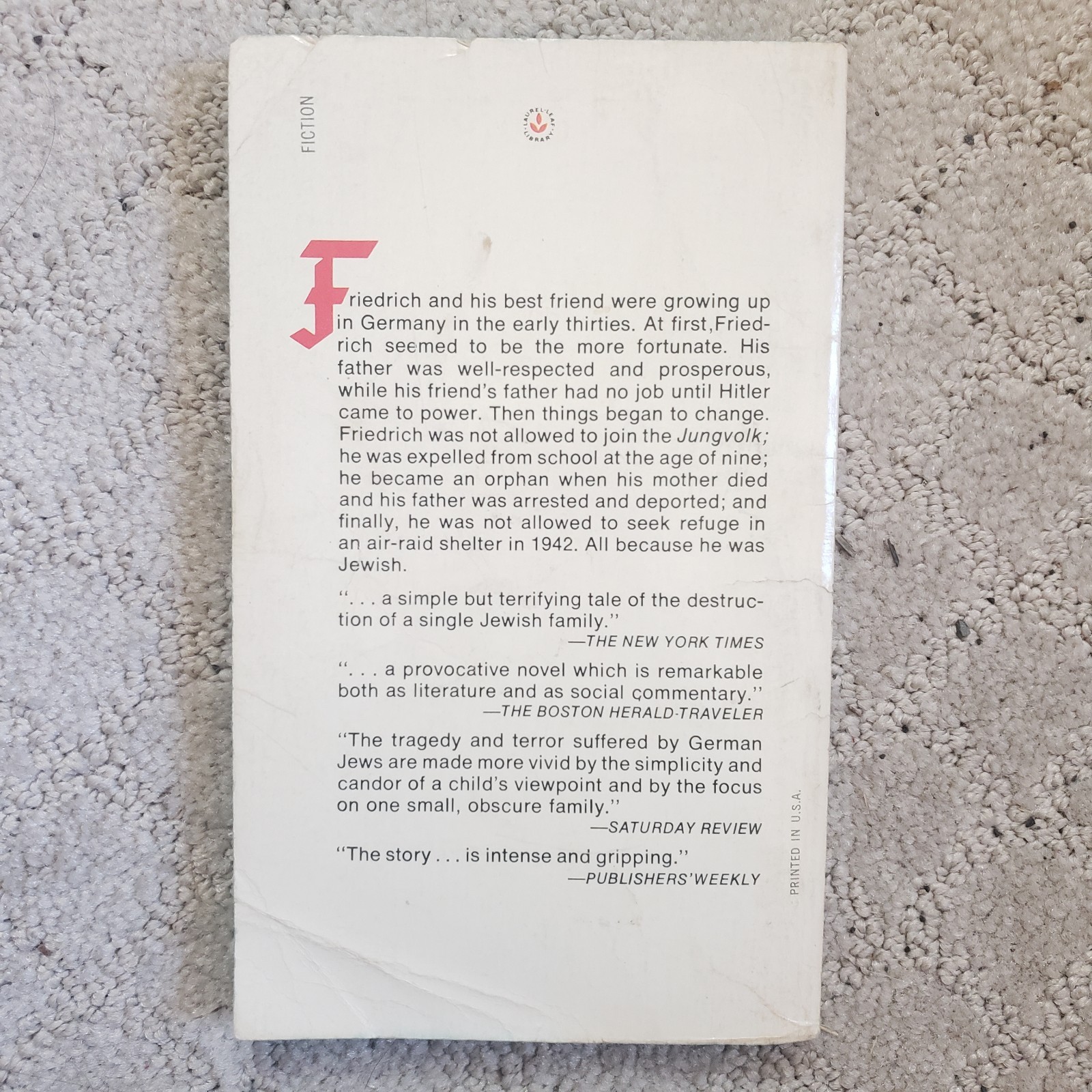 Friedrich Hans Peter Richter 1973 Vintage YA Historical Fiction Paperback