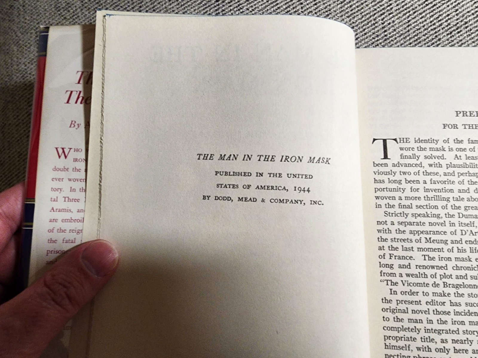 The Man in the Iron Mask – Alexandre Dumas 1944 HC w/ DJ