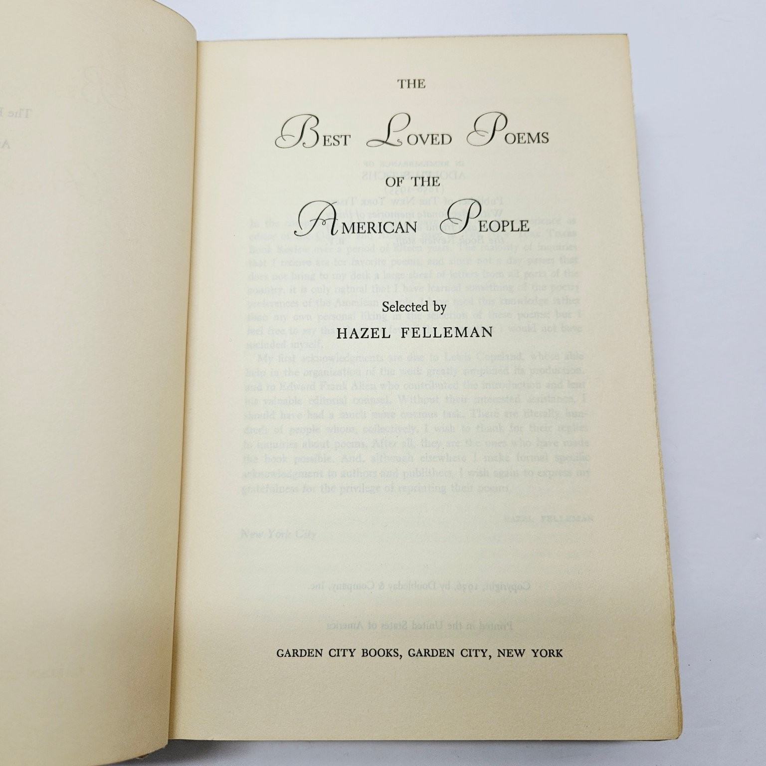 Antique 1936 Poetry Book – Best Loved Poems of American People Hazel Felleman HC