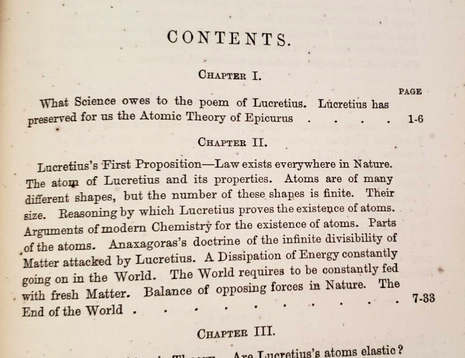 1872 Masson LUCRETIUS‘ ATOMIC THEORY & MODERN SCIENCE,Evolution,Atoms,Philosophy