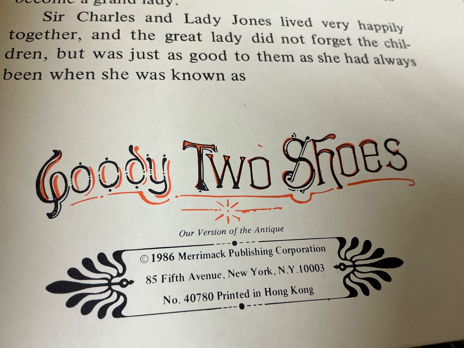 Goody Two Shoes 1986 Merrimack Publishing Corp. 12 pages