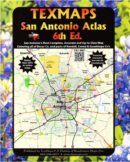 San Antonio, Texas, Atlas, 6th edition, 2016, Spiral Bound, 752 pgs, by Texmaps