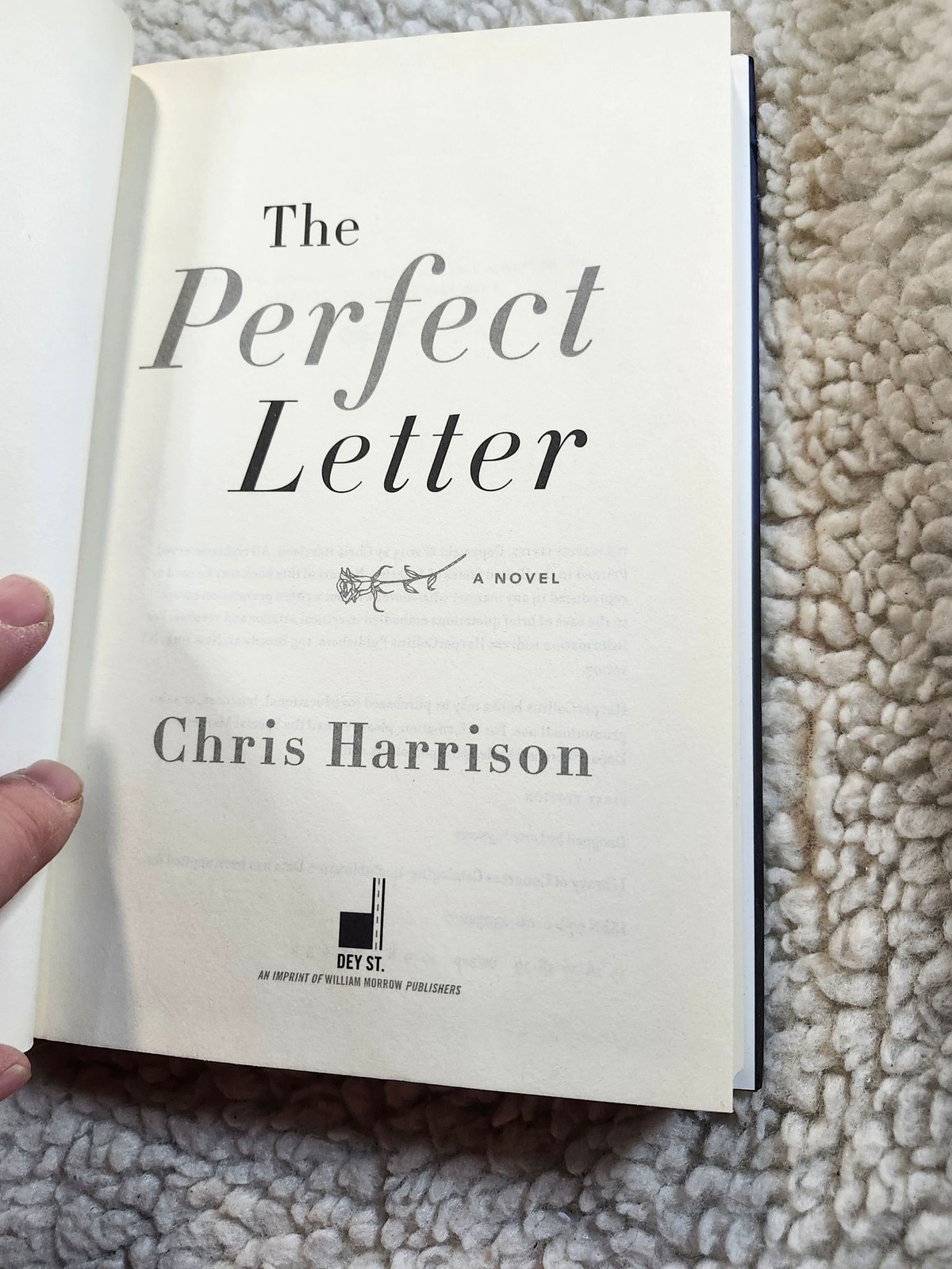 The Perfect Letter Chris Harrison Hardcover 1st Edition 2015 Dey St Novel DJ
