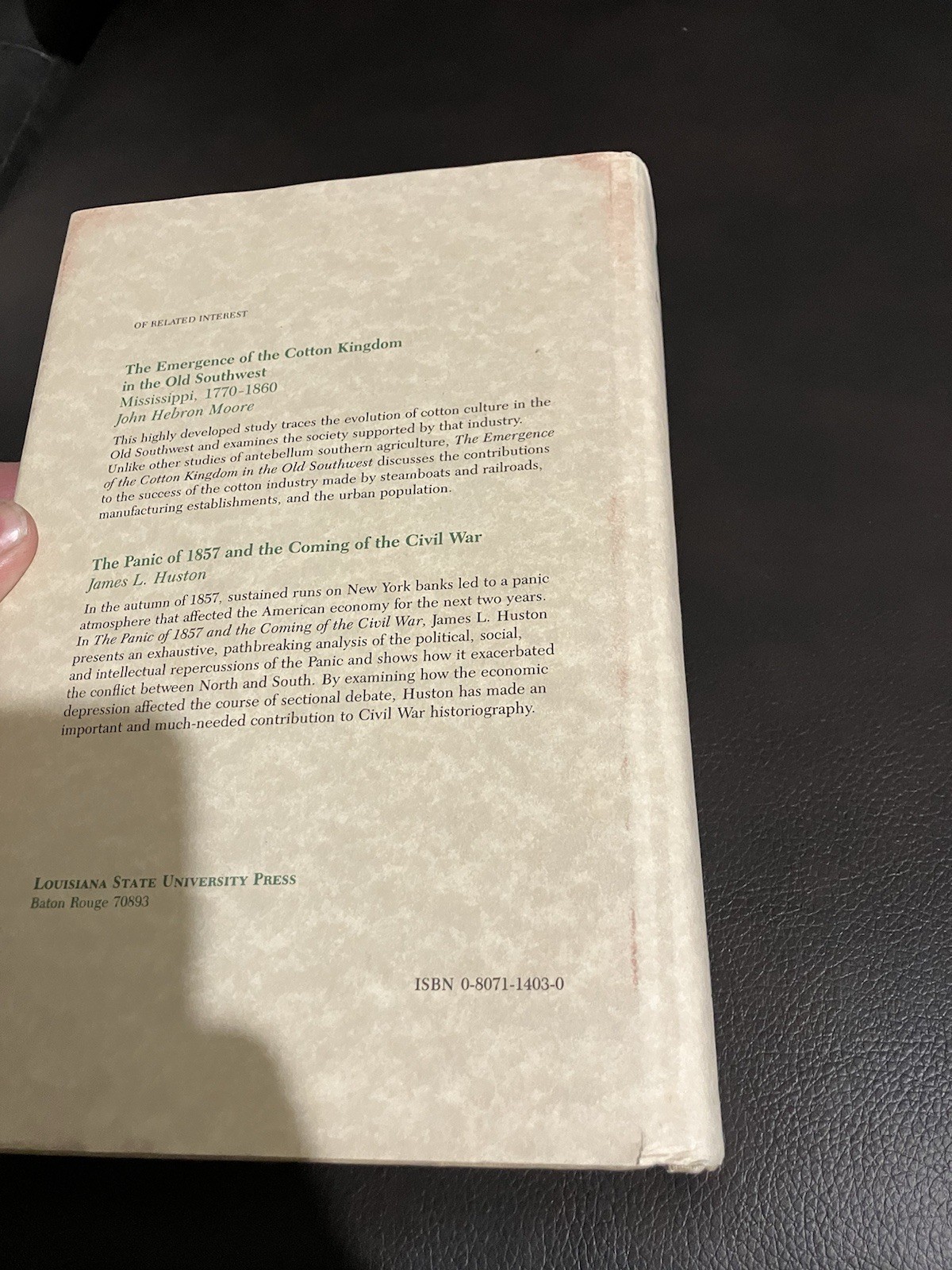 BANKING IN THE AMERICAN SOUTH FROM THE AGE OF JACKSON TO By Larry Schweikart