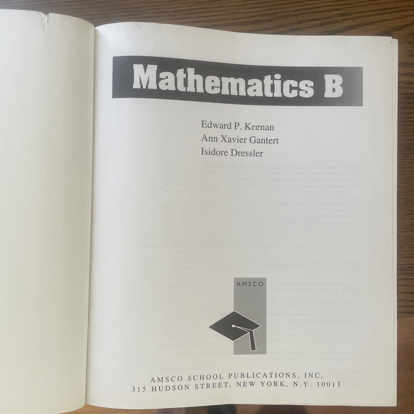 Mahtematics B AMSCO NY Hardcover ISBN 1567655505