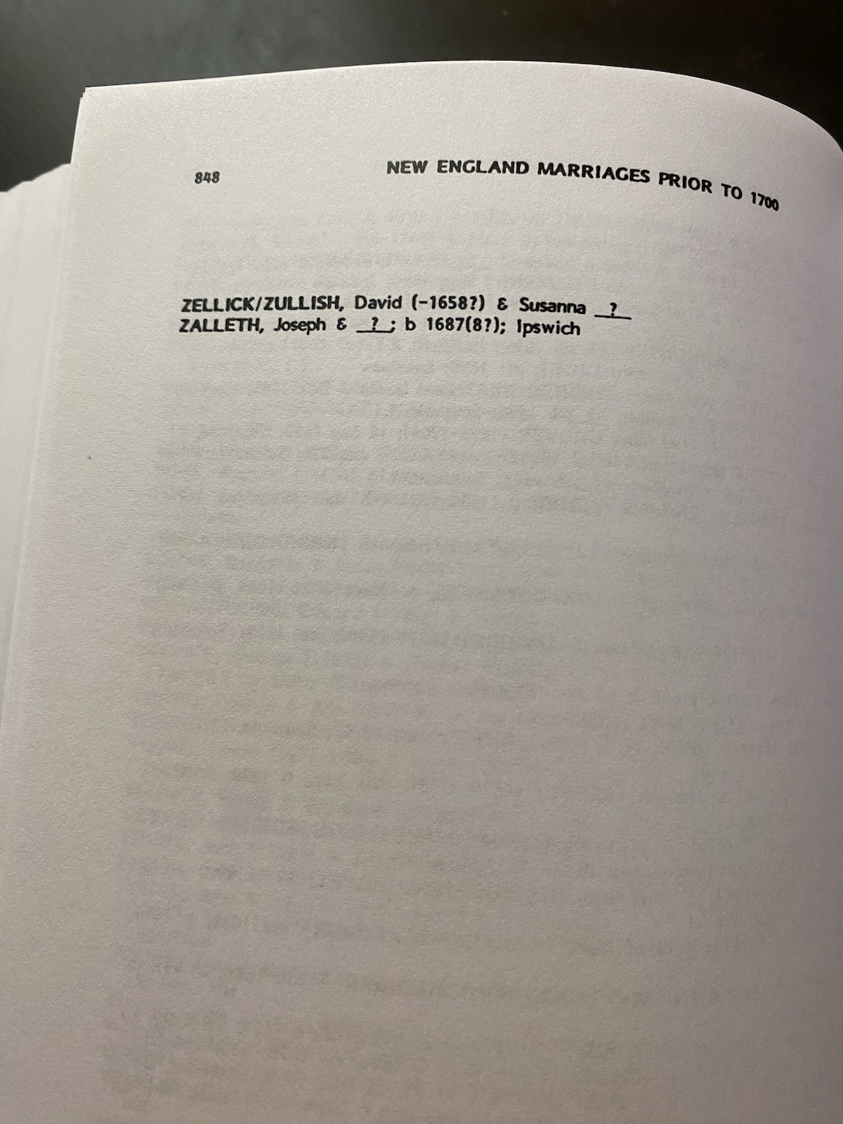 New England Marriages Prior to 1700 A-Z by Clarence Almon Torrey Softcover