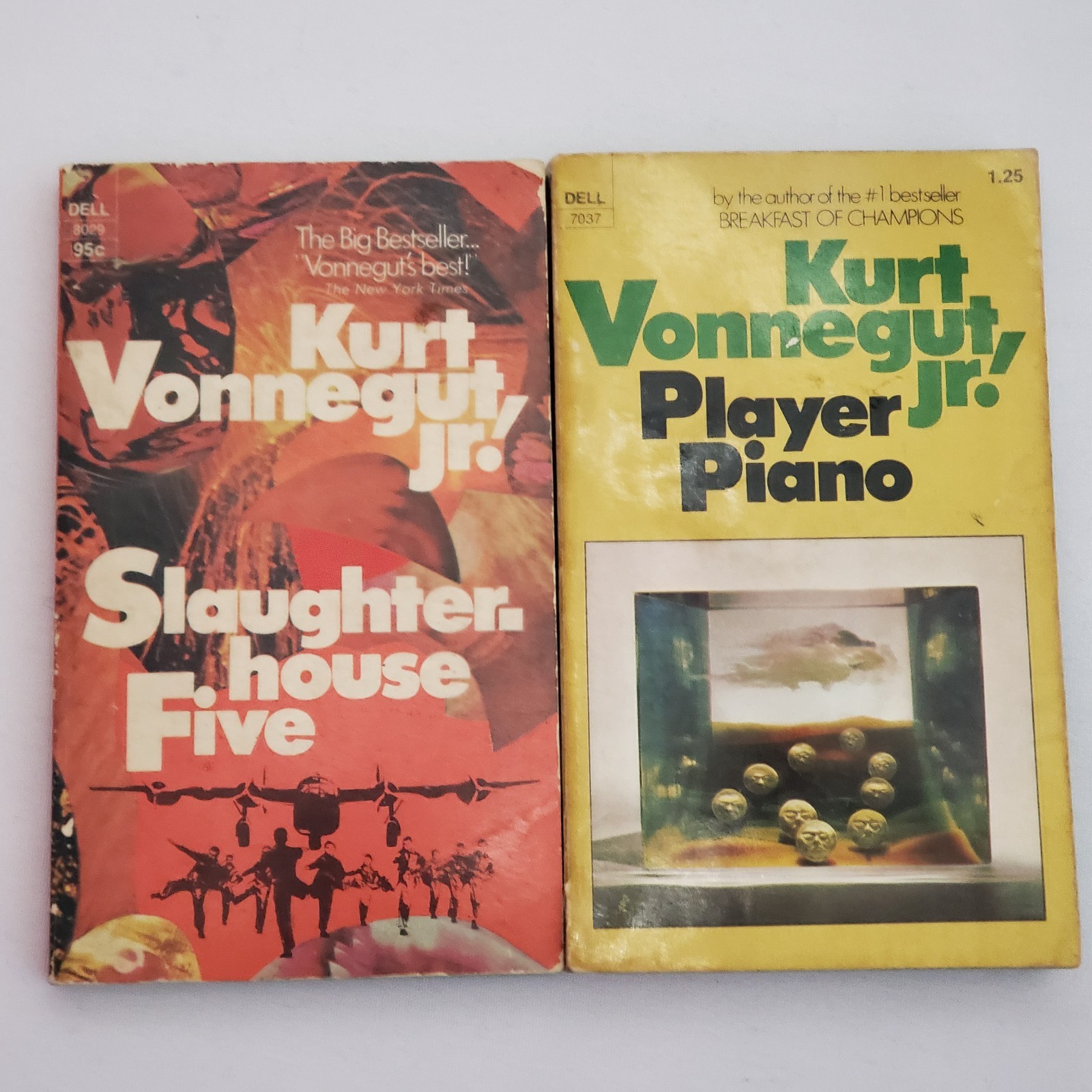 Kurt Vonnegut Slaughterhouse Five 1971 & Player Piano 1974 First Dell Paperbacks