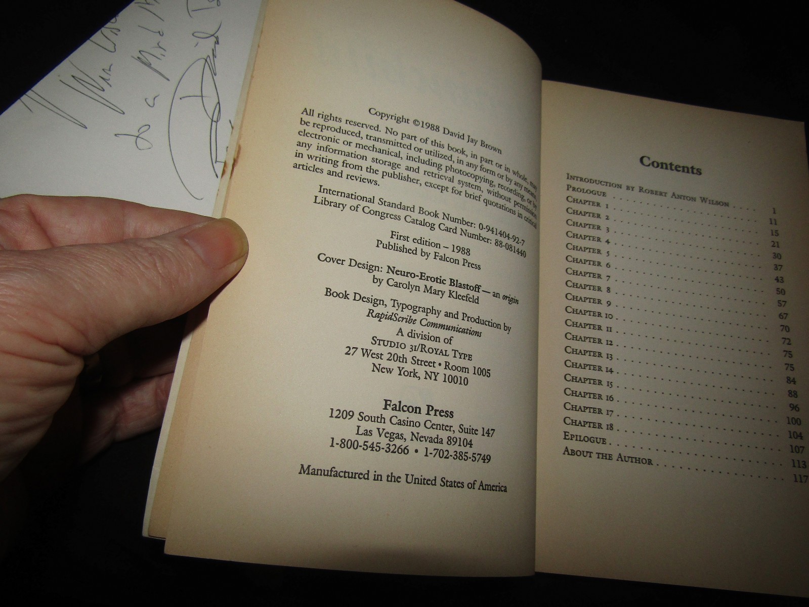 BRAINCHILD By David Jay Brown & Robert Anton Wilson 1st Ed SIGNED 1988