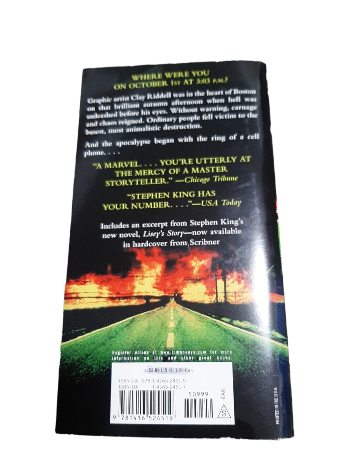 Stephen King „Cell“ A Novel/Paperback/480 pages/Suspense/Thriller Good Condition