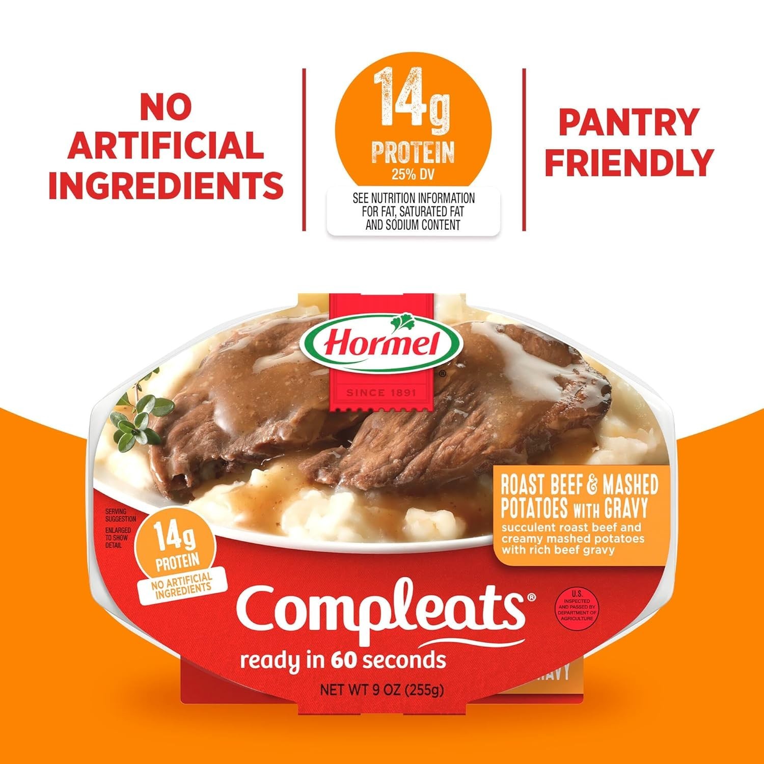 HORMEL 9oz Roast Beef & Mashed Potatoes With Gravy – Easy, Hearty Meal Pack of 6