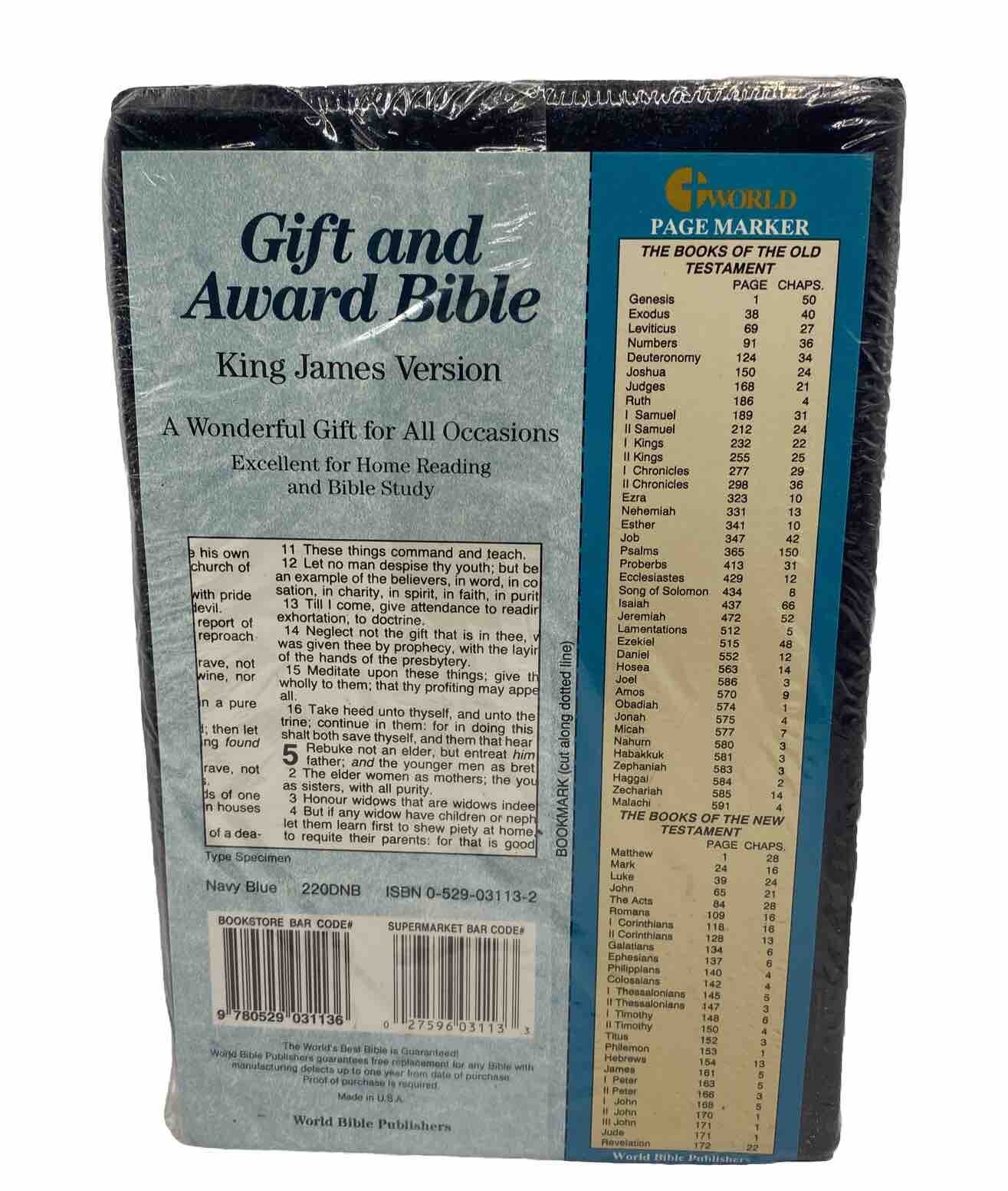Gift and Award Bible by Thomas Nelson (Navy Blue Imitation Leather) New / Sealed