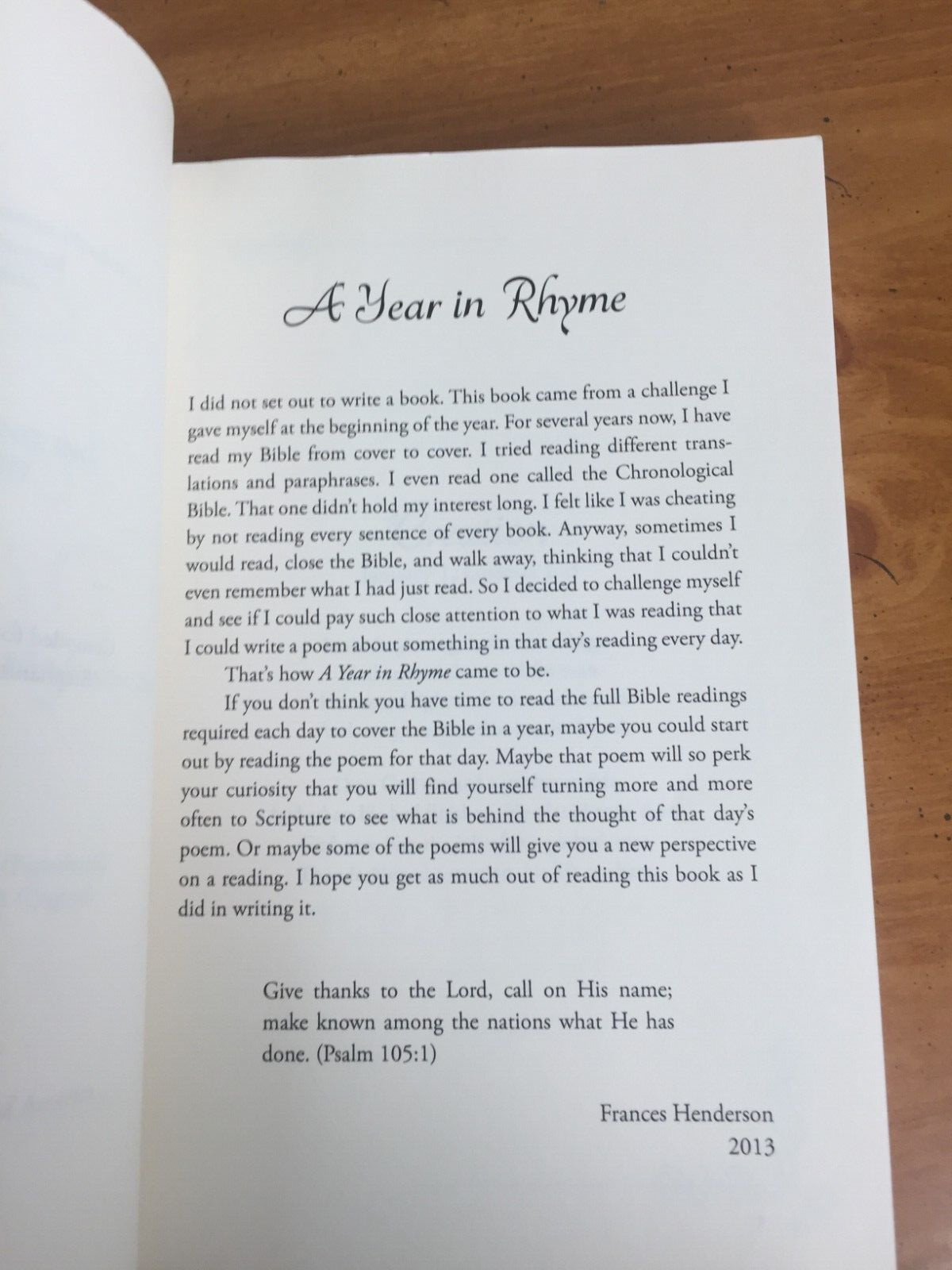 Christian Poetry Book A Year in Rhyme Signed by Author Henderson Paperback 2016