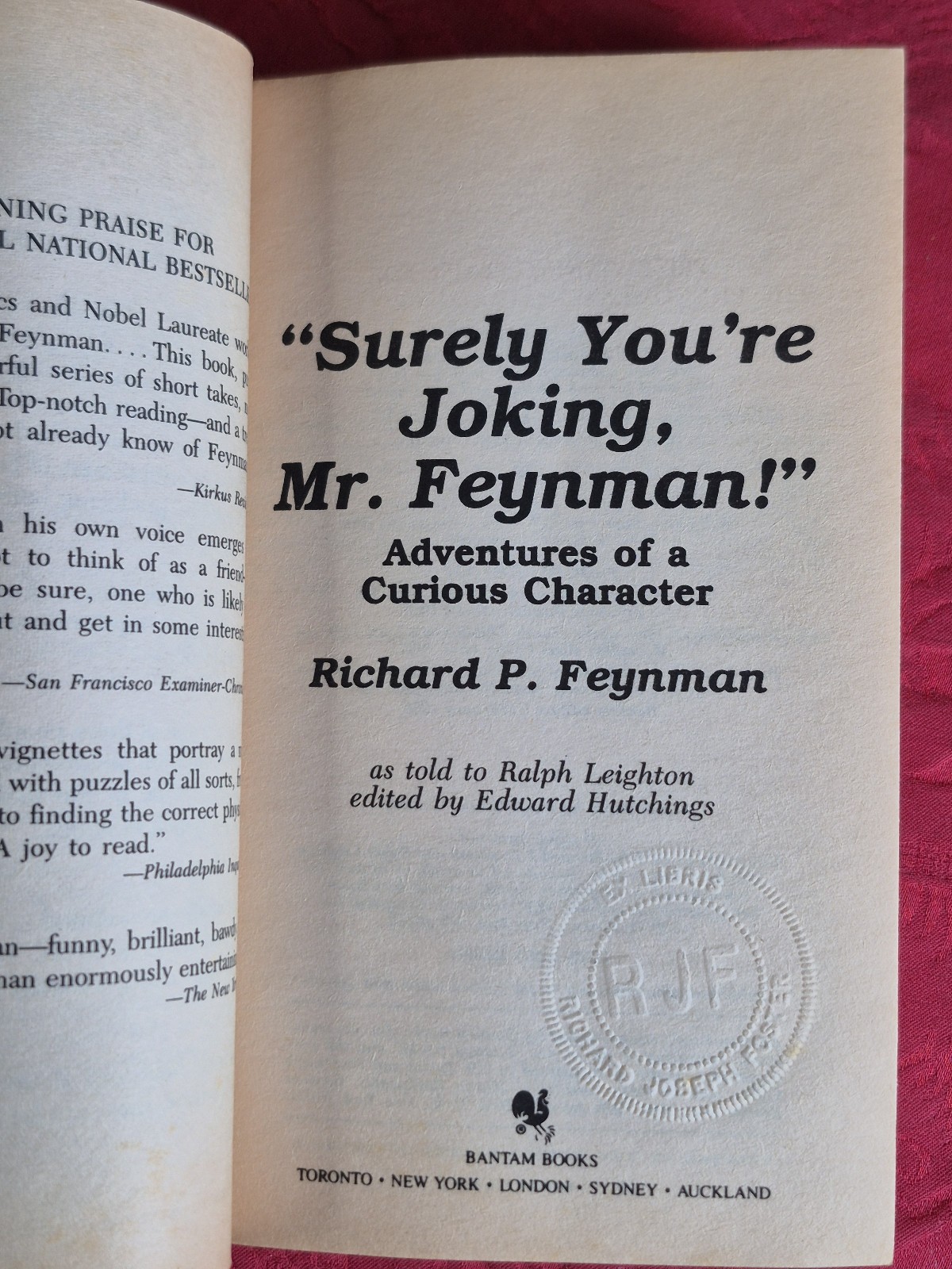 „Surely You’re Joking Mr. Feynman“ – Richard P. Feynman – Bantam 1986 mmpb