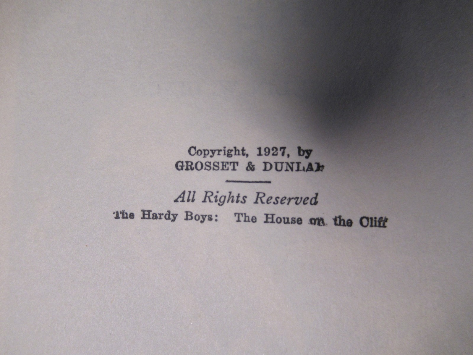 1927 , Original issue , The Hardy Boy’s , The House on the Cliff ,