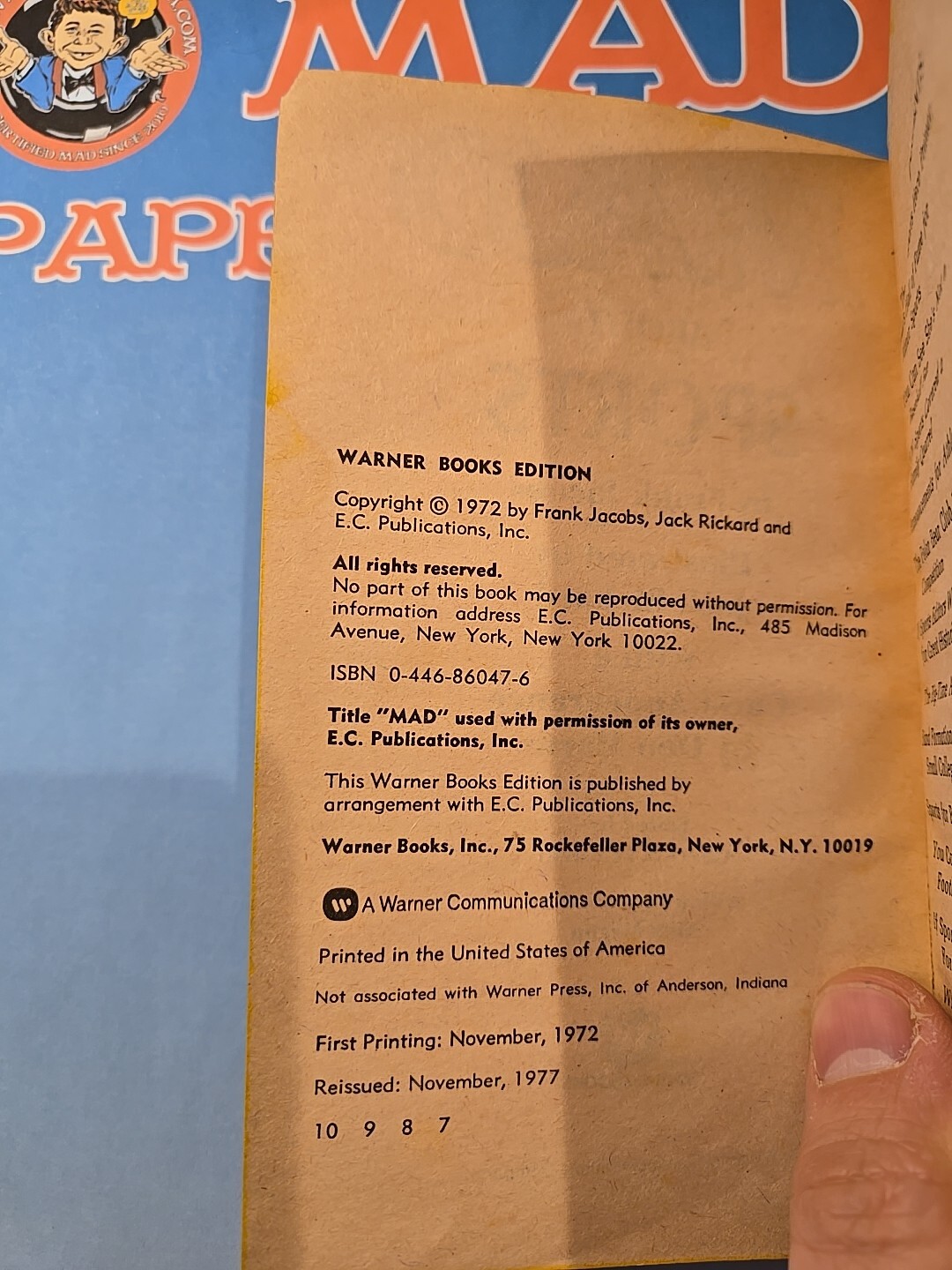 MAD Magazine Paperback Book: MAD ABOUT SPORTS 1977 Warner 7th Print GVG