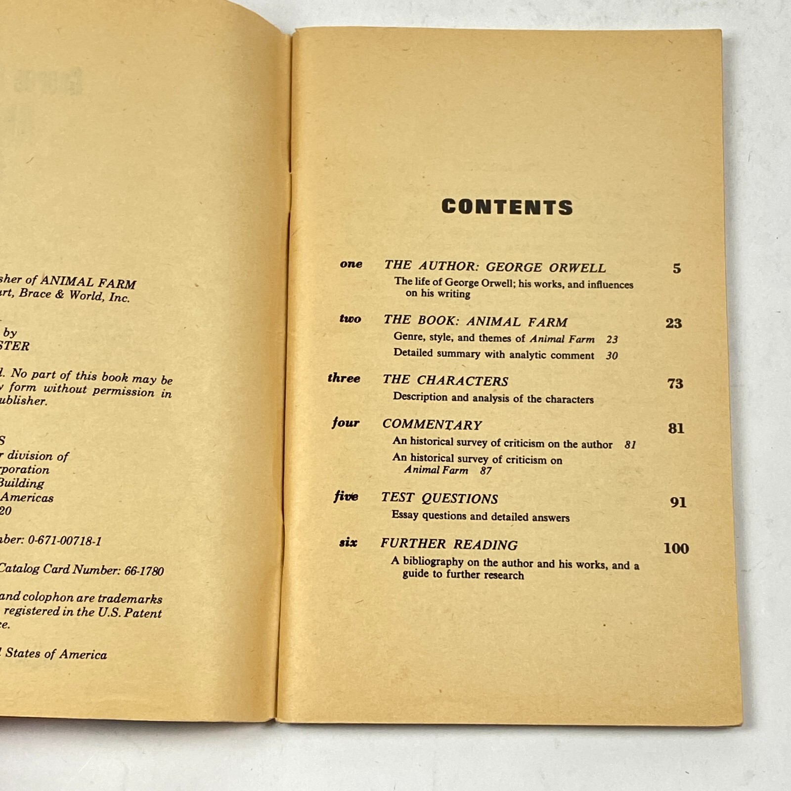 Animal Farm by George Orwell 1965 Monarch Notes Booklet #00718 Vintage