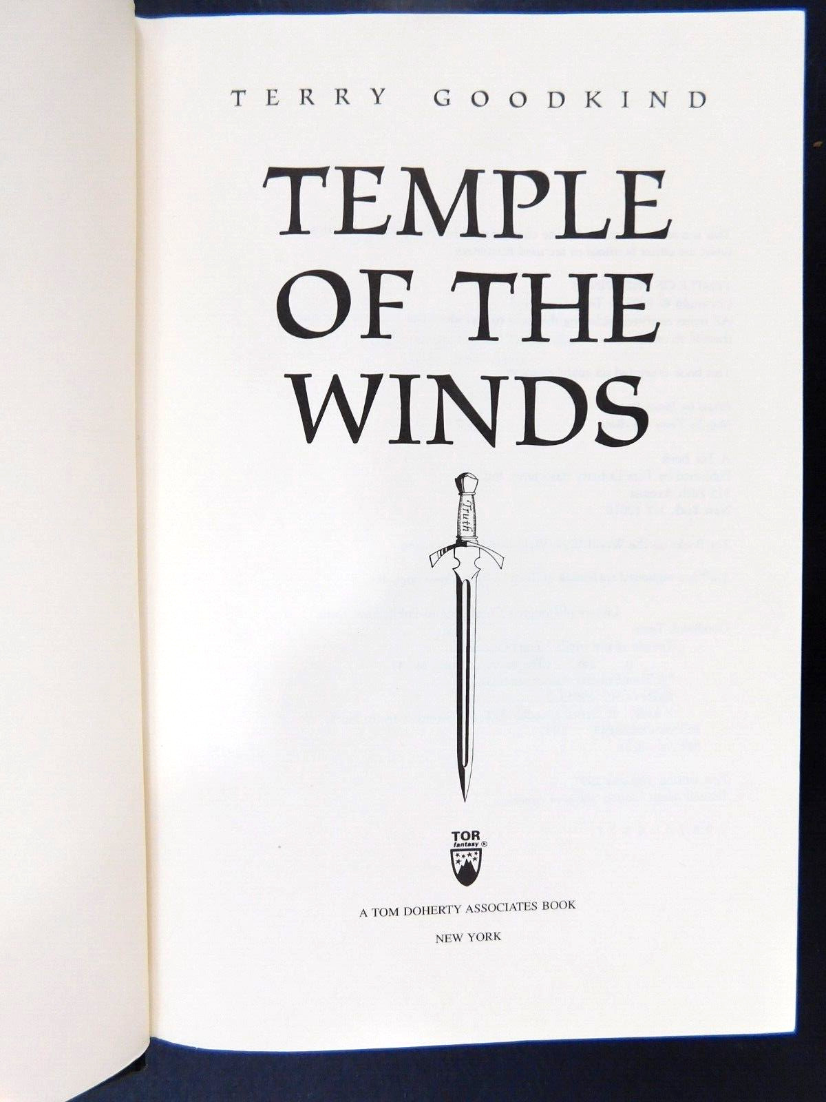 Collectible TERRY GOODKIND True 1st ed TEMPLE OF THE WINDS 528 pages 1997 HCDJ