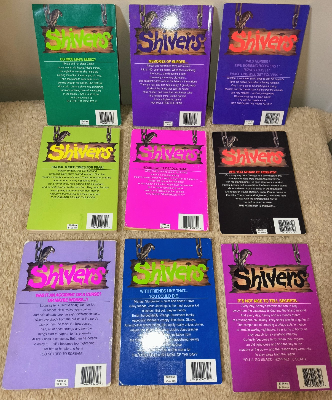 LN 1st EDITION Vintage/90s Lot of (9) Rare SHIVERS Paperback Books 1,3-6,8,10-12