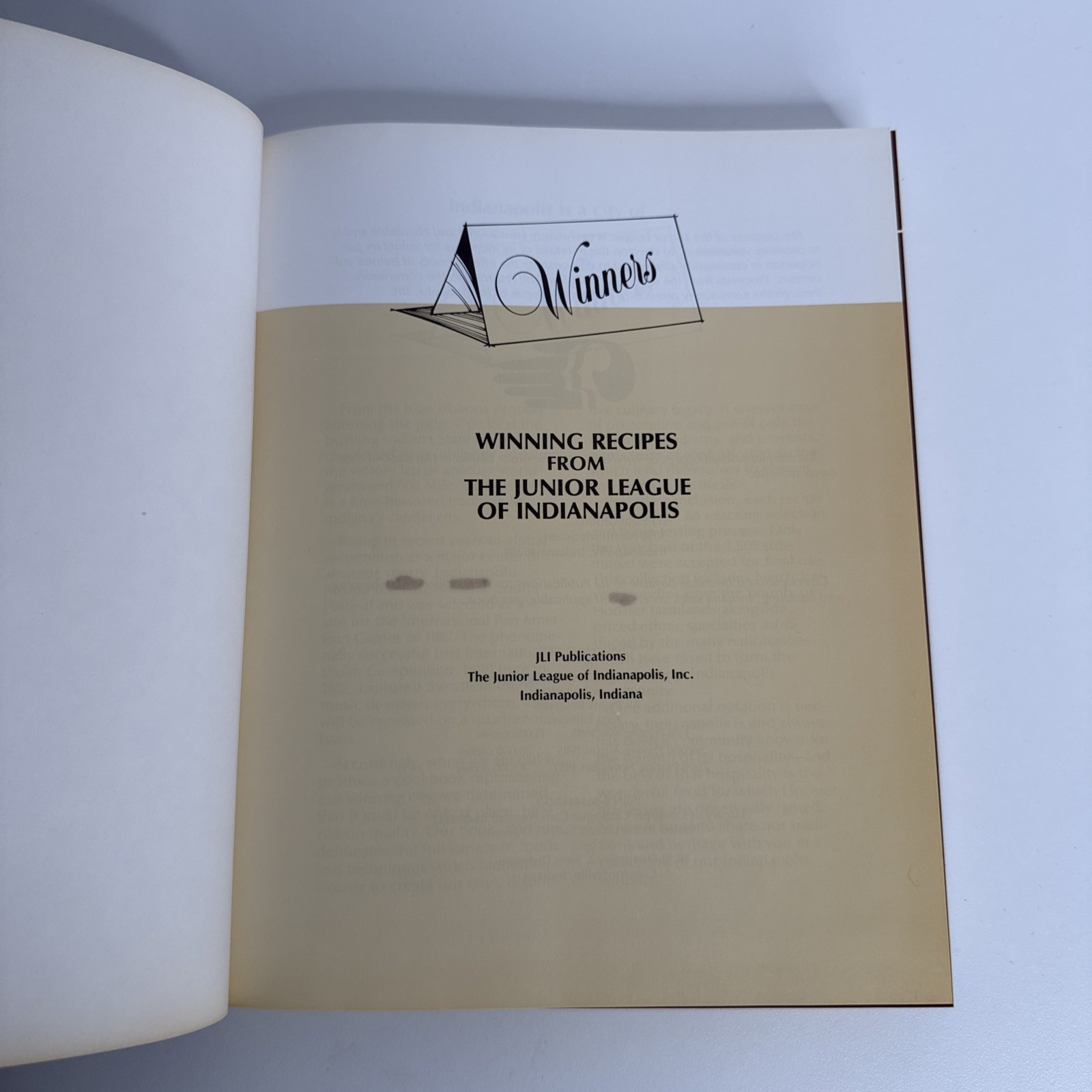 Winners Winning Recipes Junior League of Indianapolis Cookbook Vintage