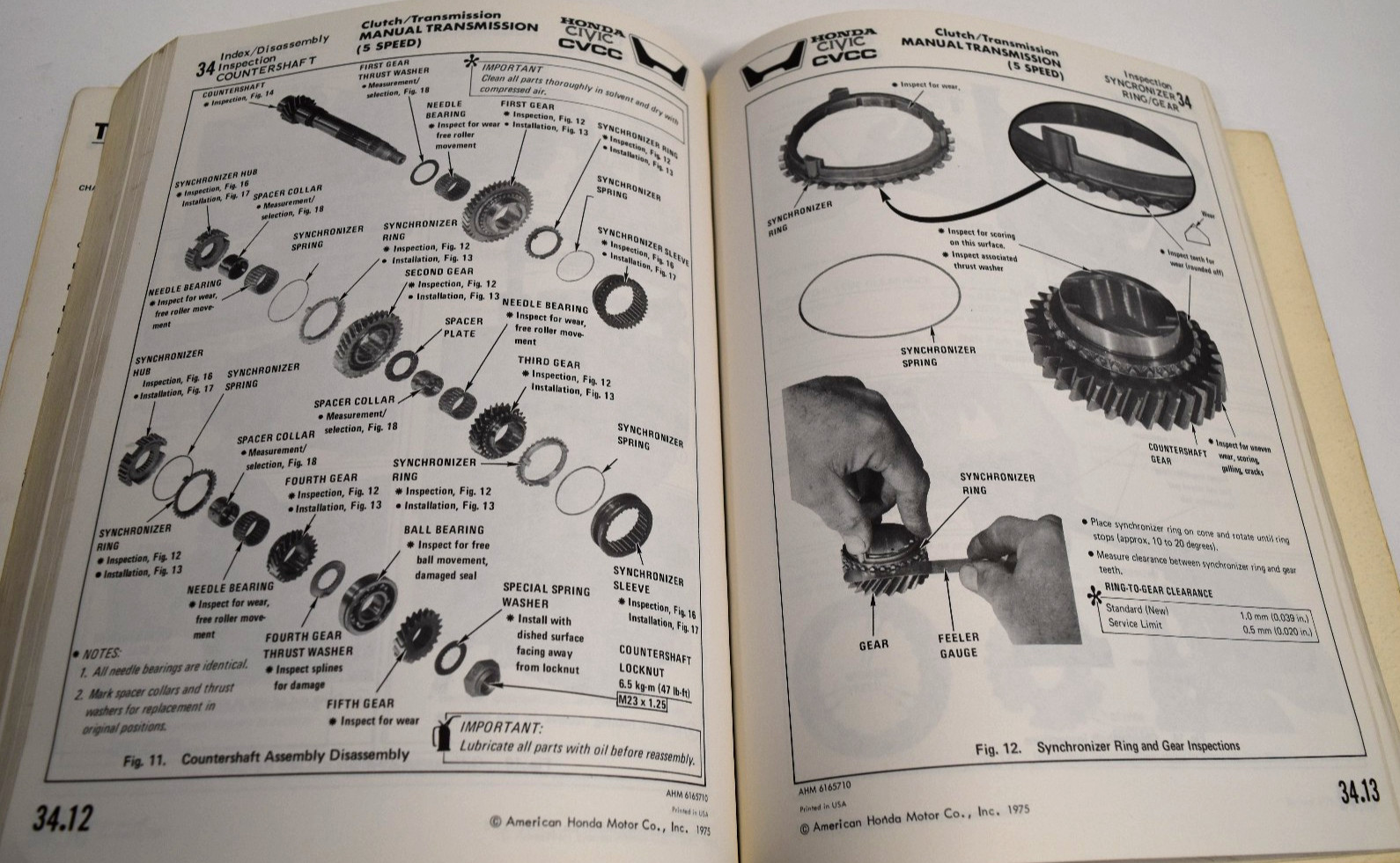OEM 1975 HONDA Civic CVCC Factory Service Manual *GOOD*