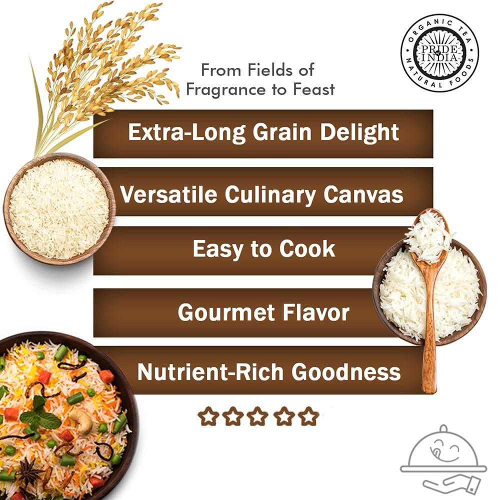 Extra Long Grain Basmati Rice 3 lb | Naturally Aged, Non-Sticky, Aromatic | Idea