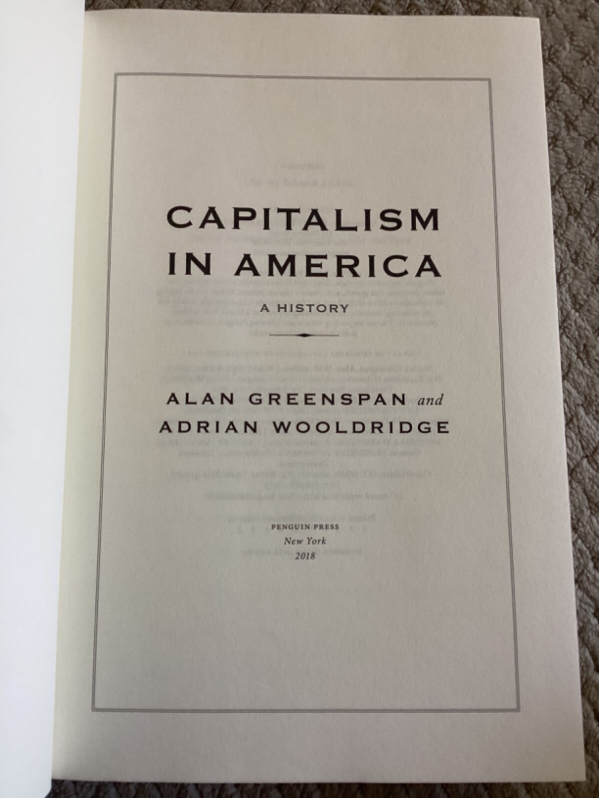 Capitalism in America : A History by Alan Greenspan & Adrian Wooldridge HCDJ