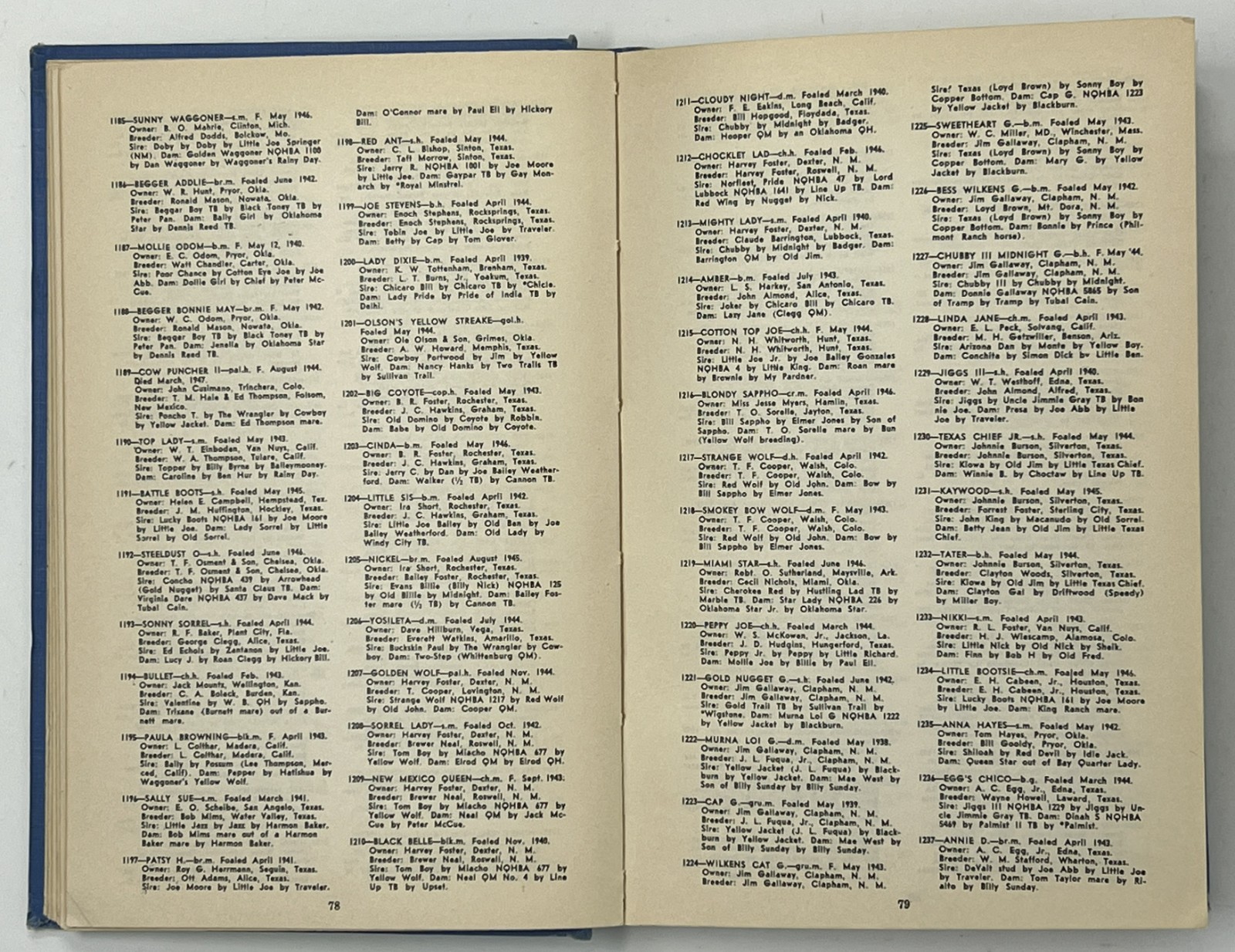 EQUESTRIAN / HORSES: N.Q.H.B.A. Permanent Stud Book: No. 1 & 2 – 1947/1948 HCs