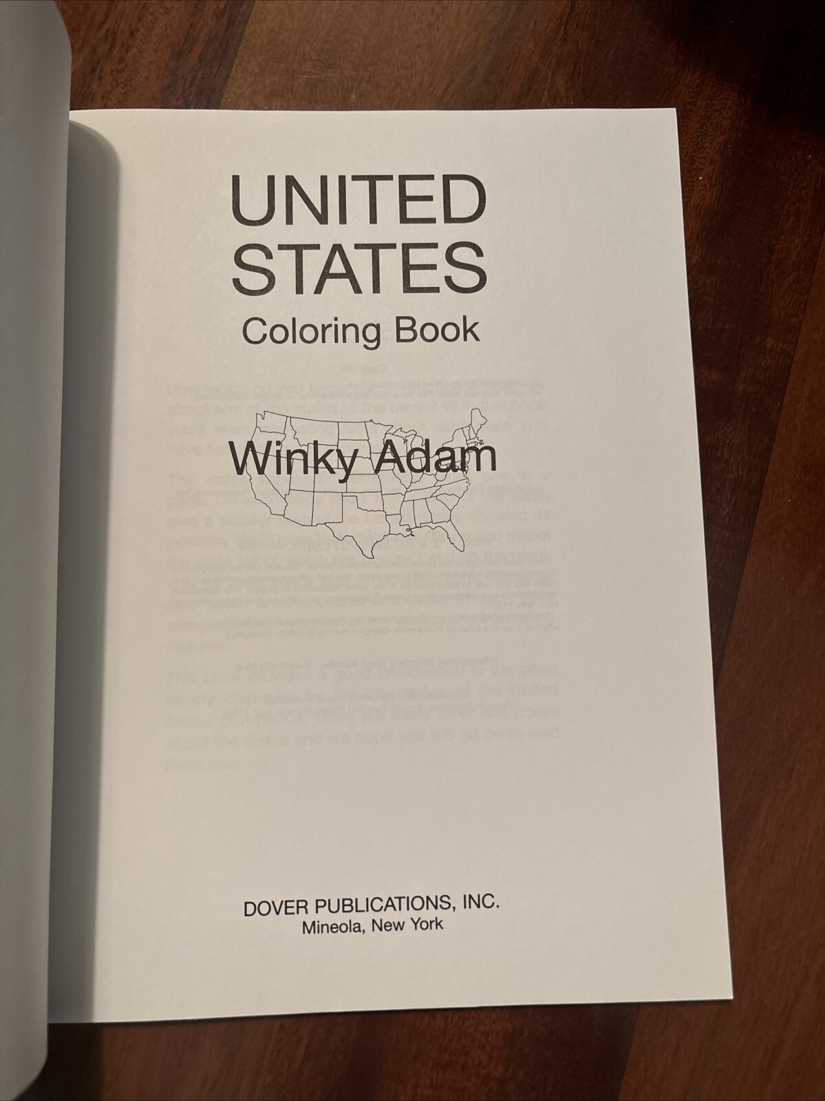 United States Coloring Book by Winky Adam (1998, Trade Paperback)