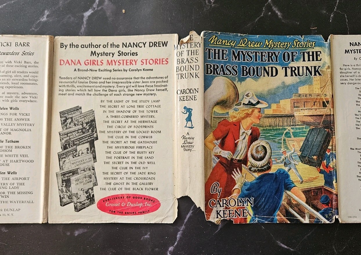 Nancy Drew #17 The Mystery of The Brass Bound Trunk 1940 Carolyn Keene DJ / Vtg