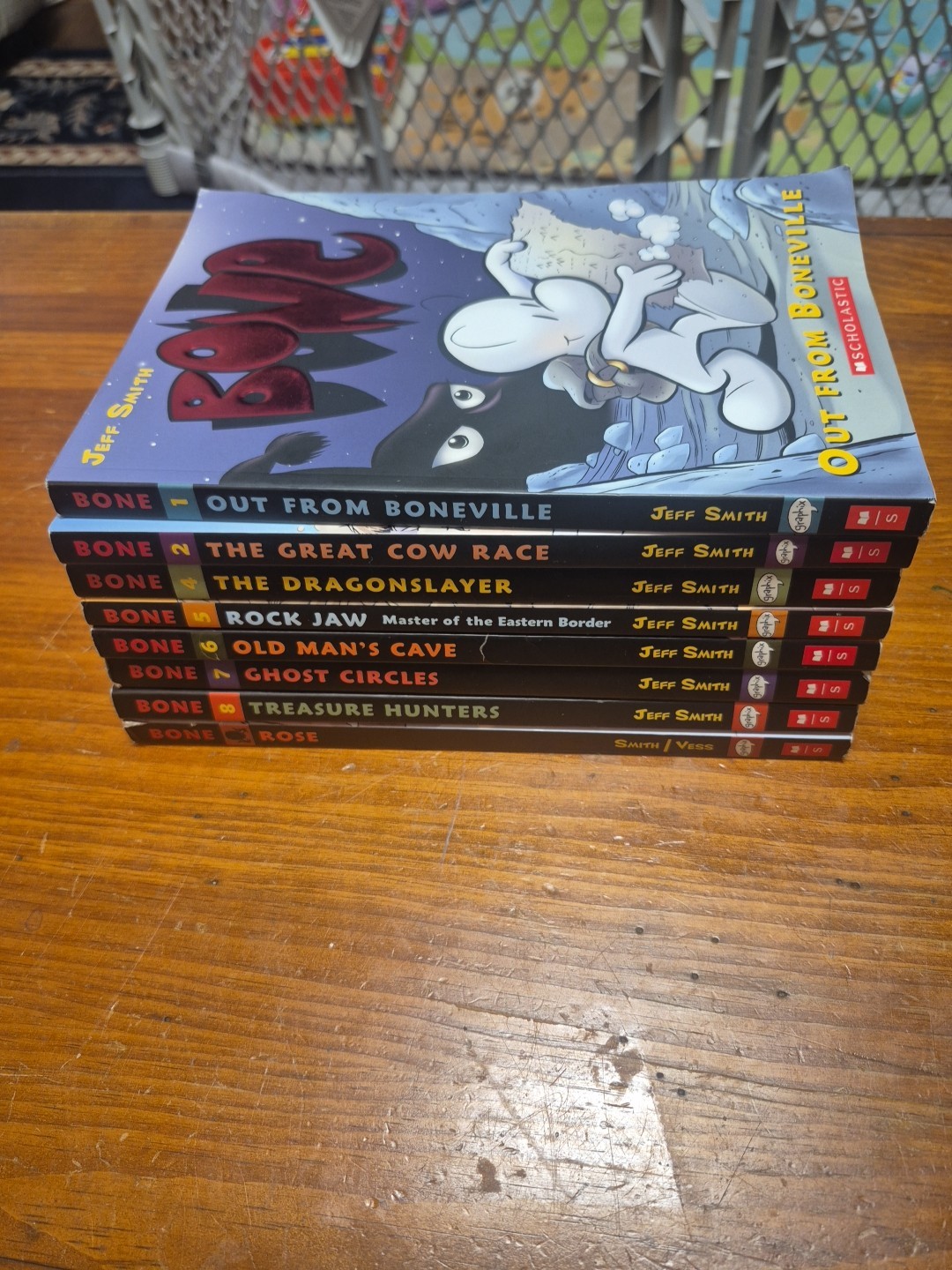 Lot Of 8 BONE Series Graphic Novel Books Jeff Smith Read Description.