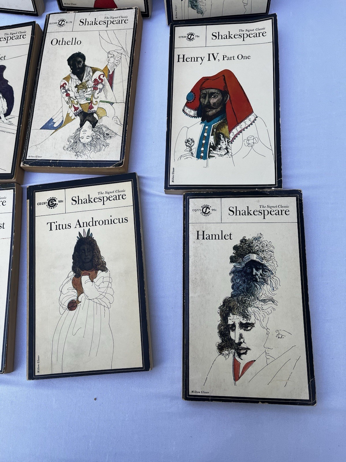 Book Lot: 12 Milton Glaser Cover Shakespeare Signet Classic Paperbacks, Good