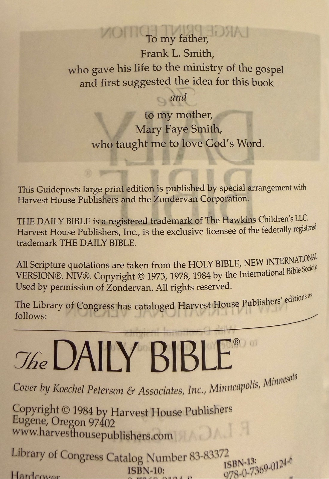 The Daily Bible In Chronological Order 365 Daily Readings NIV Large Print Ed PB