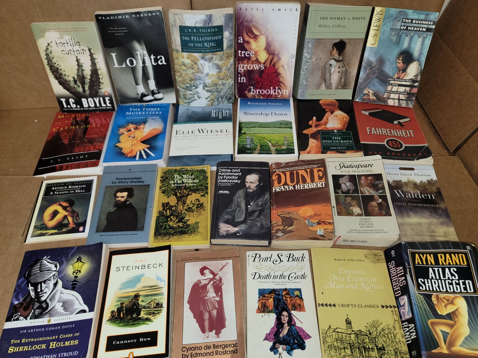 Lot of 10 Classic Paperback Literature Book Penguin Orwell Dickens Steinbeck Mix