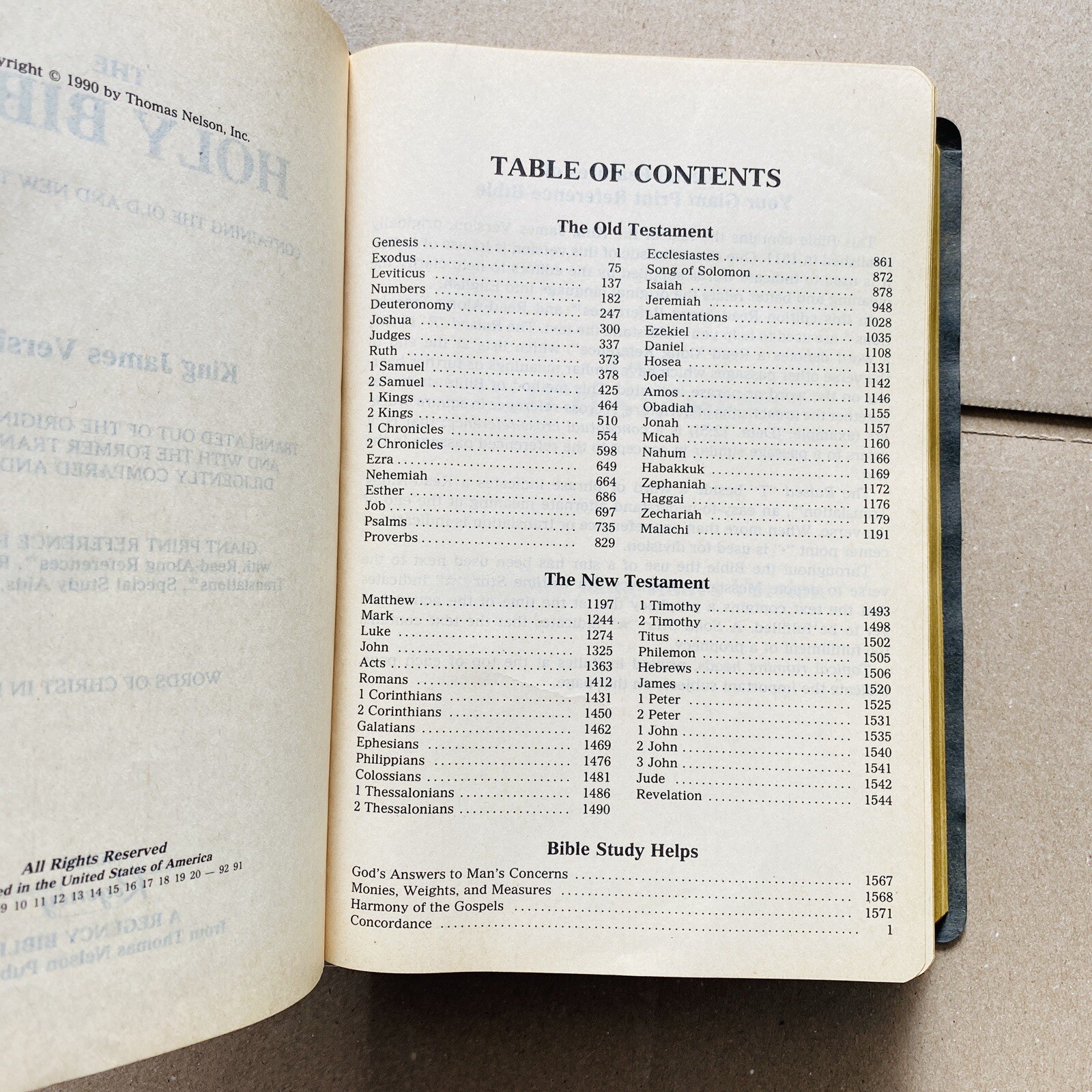 🔥1990, Nelson Regency Holy Bible King James Version Giant Print Red Letter