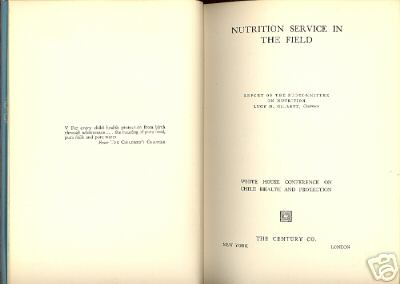 Child Health Medical Services NUTRITION IN THE FIELD