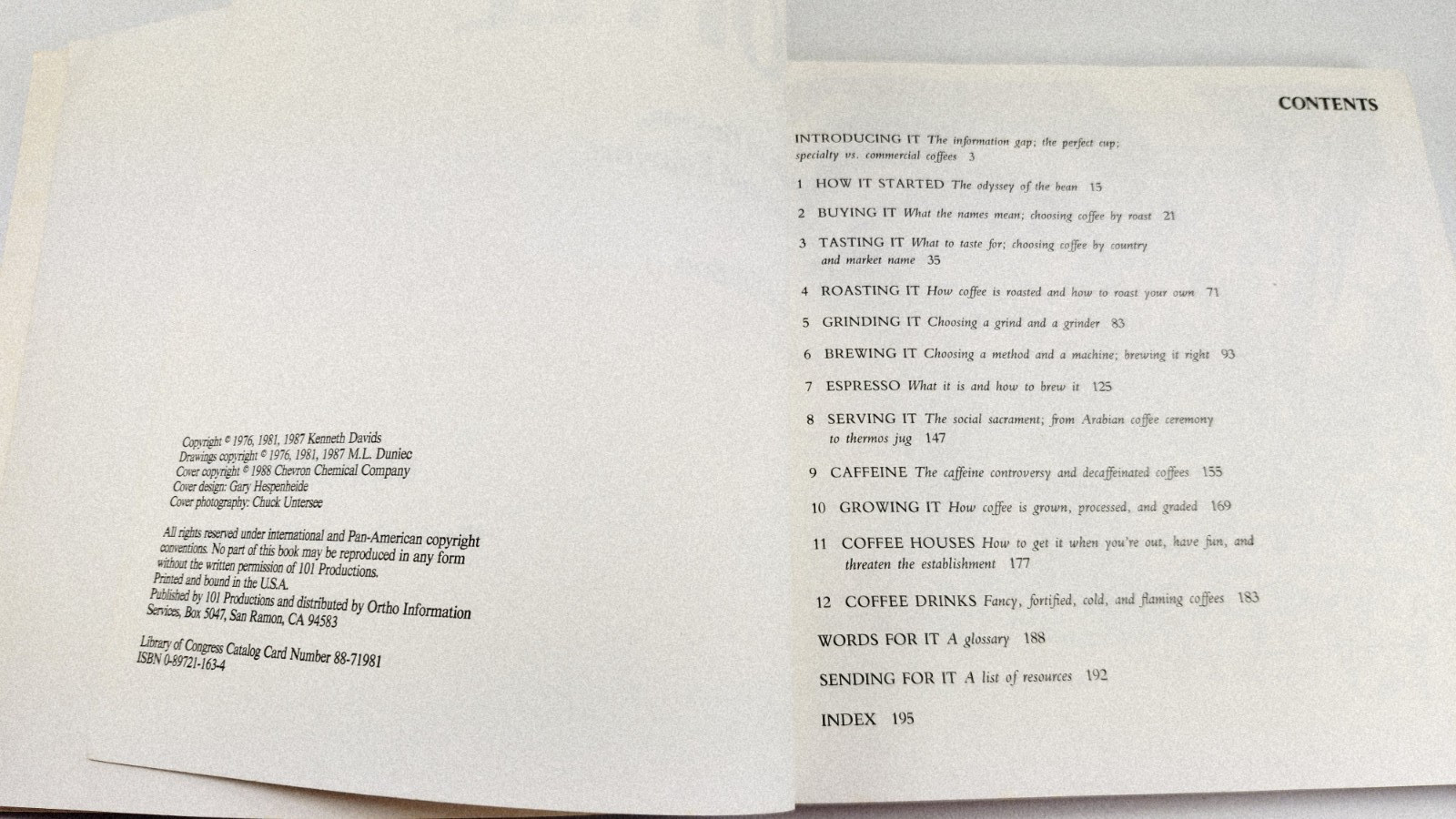 COFFEE A GUIDE TO BUYING BREWING AND ENJOYING By Kenneth Davids 1987