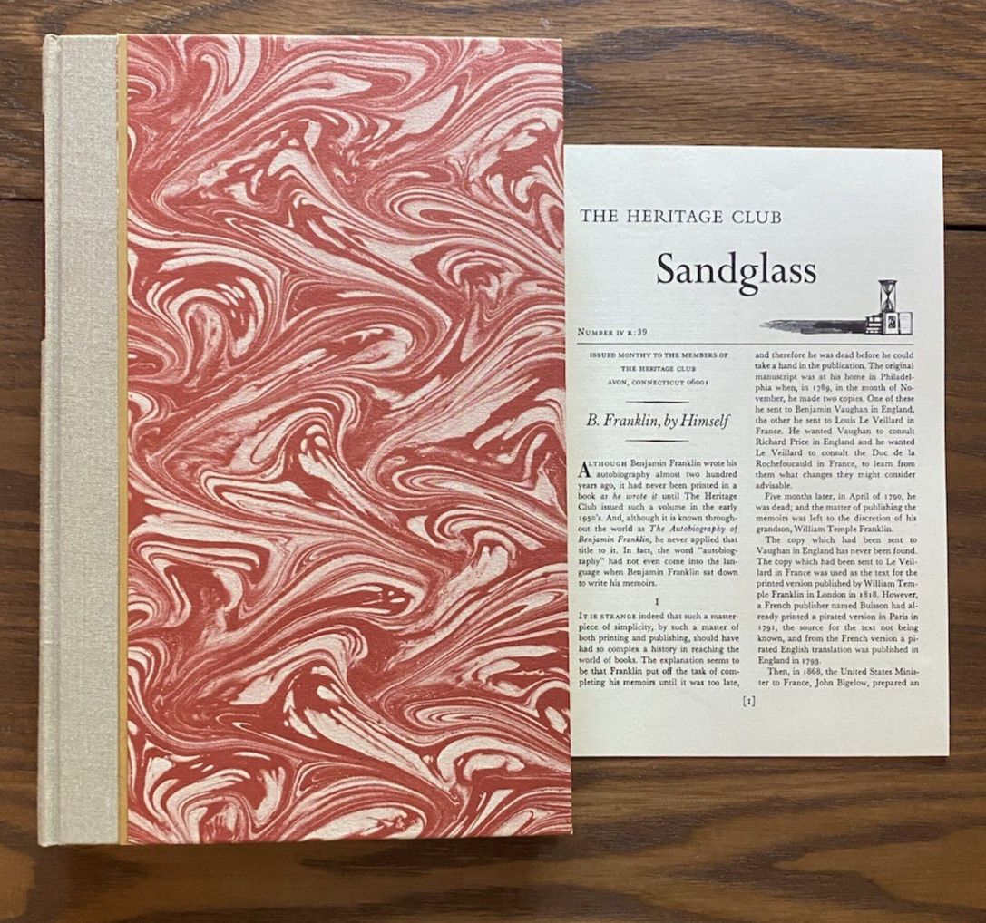 Autobiography of Benjamin Franklin 1951 from Manuscripts HC SC Sandglass Heritag
