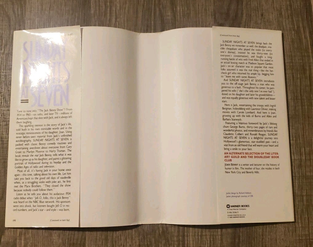 Sunday Nights At Seven The Jack Benny Story Signed By Joan Benny HC 1st Printing