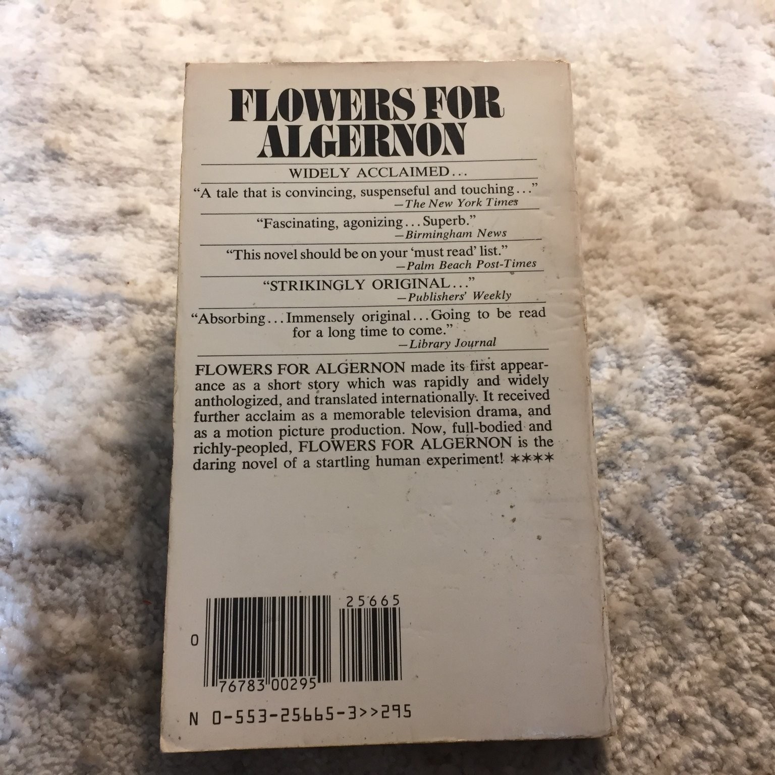 Flowers for Algernon Daniel Keyes 1967 Bantam Edition Science Fiction Psychology