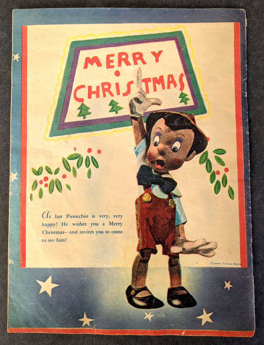 Pinocchio Pinocchio’s Christmas Party 1939 Disney Give Away Toytown Boston