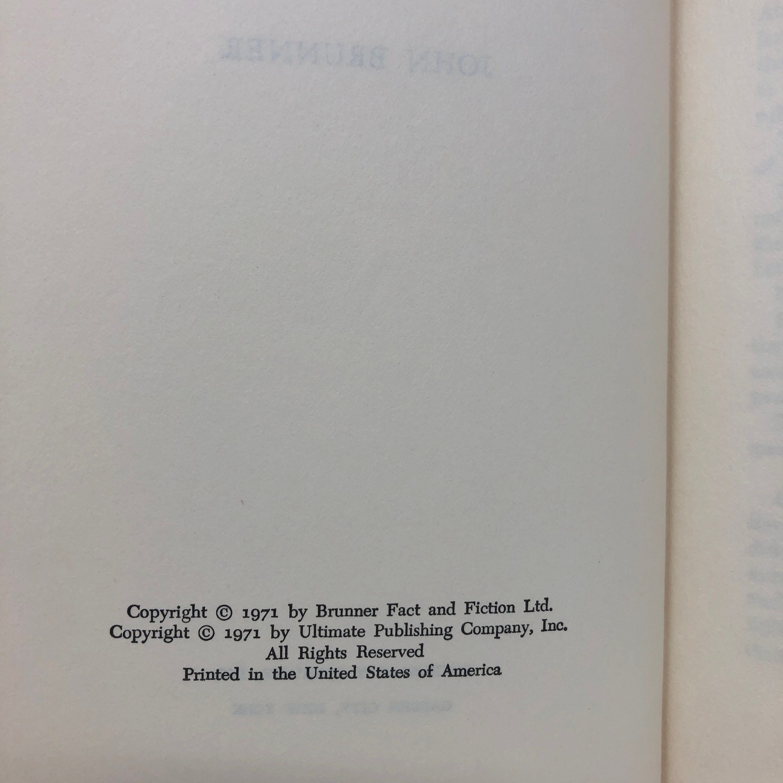 The Wrong End of Time by John Brunner 1971 Hardcover BCE Science Fiction