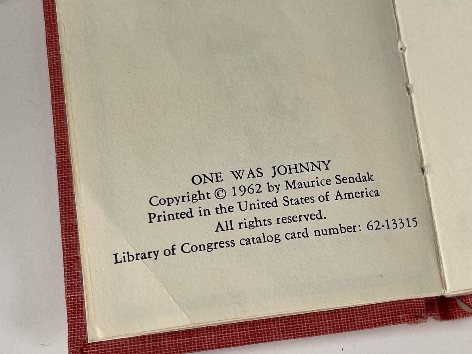 Maurice Sendak One Was Johnny Counting Book Mini 1962 Harper & Row Publishing
